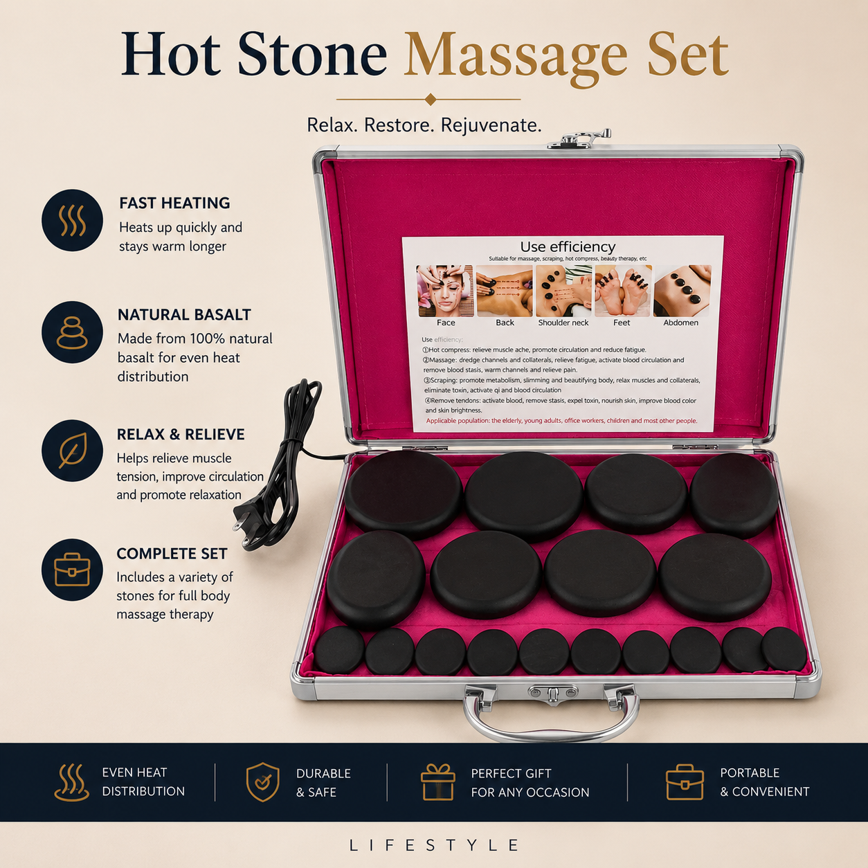 Basalt Hot Stone Massage Set