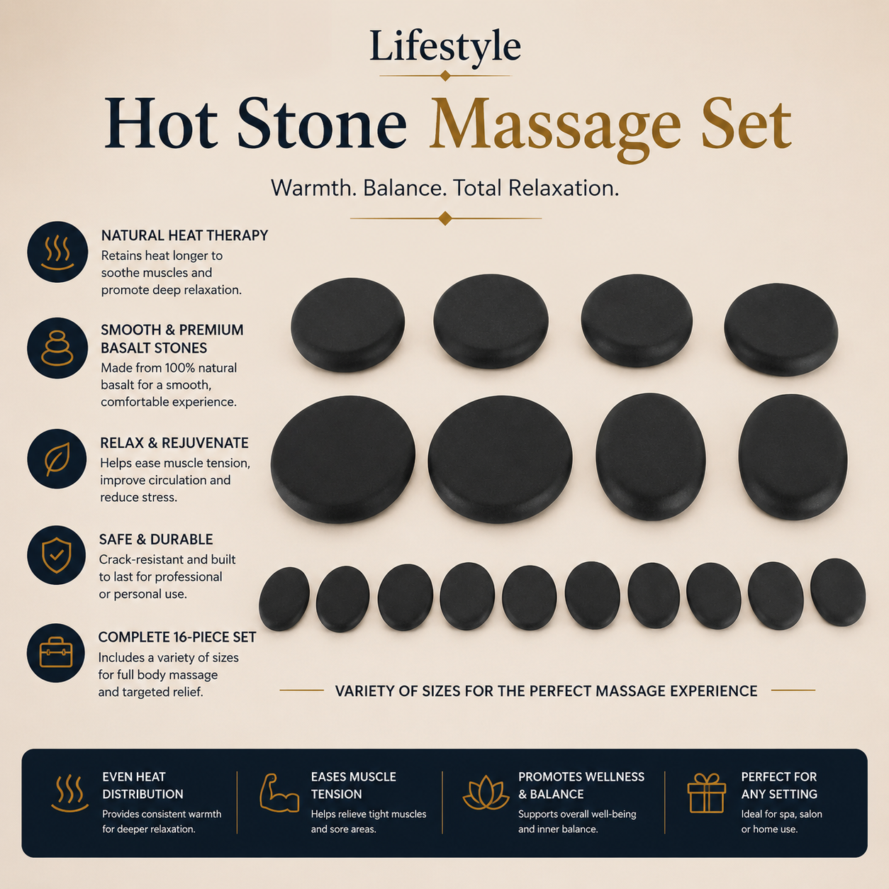 Basalt Hot Stone Massage Set