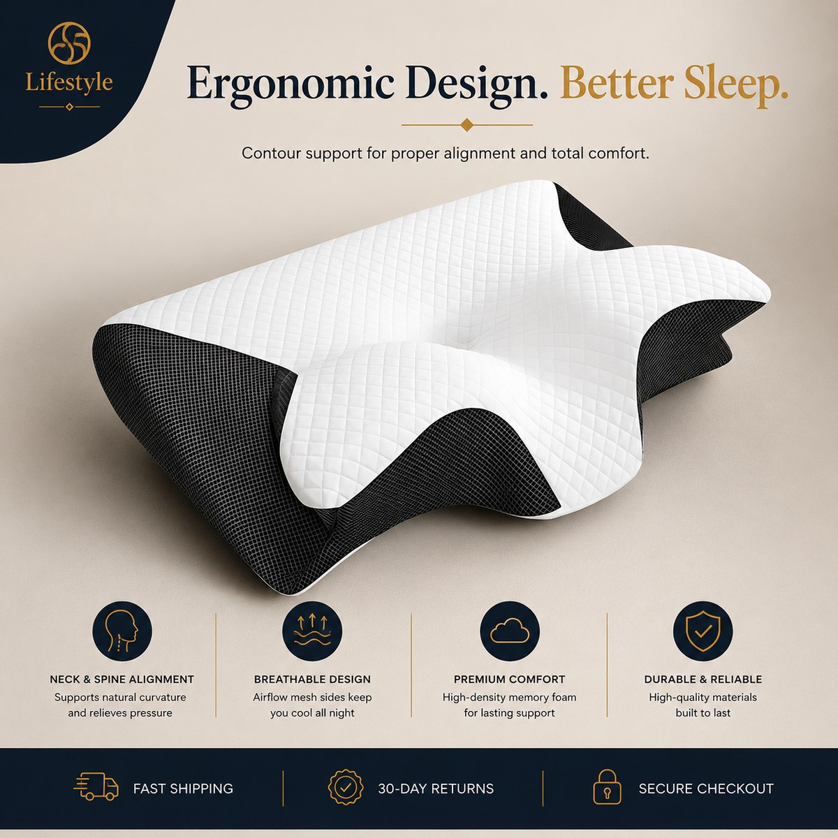 Contour Orthopedic Pillow for Neck & Spine Support