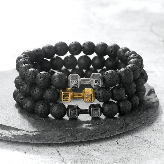 Volcanic Lava Stone Dumbbell Bracelet
